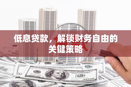 江口低息贷款，解锁财务自由的关键策略