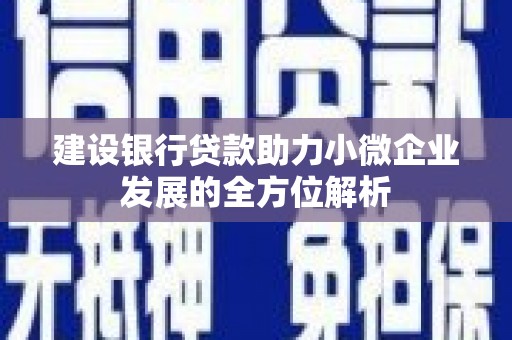 江口建设银行贷款助力小微企业发展的全方位解析